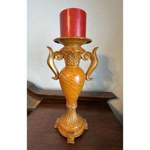12.5" Lauren Hancock Collection Ornate Wood Candle Holder